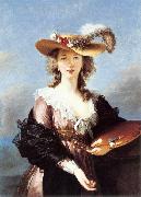 VIGEE-LEBRUN, Elisabeth Self-Portrait in a Straw Hat r oil